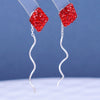 S925 Sterling Silver Rhombus Wave Tassel Earrings For Women Elegant Fashion Niche Design