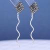 S925 Sterling Silver Rhombus Wave Tassel Earrings For Women Elegant Fashion Niche Design