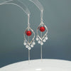 S925 Sterling Silver Rhombus Zircon Tassel Earrings Fashion Shape Pattern Earrings For Women