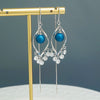 S925 Sterling Silver Rhombus Zircon Tassel Earrings Fashion Shape Pattern Earrings For Women