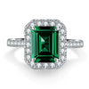 S925 Sterling Silver Ring With Emerald Cut High Carbon Diamond And Electroplating