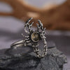 S925 Sterling Silver Ring With Natural Garnet Citrine Retro Personality Exaggerated Opal Scorpion Animals Zodiac Set With Precious Stones Antique Style