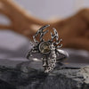 S925 Sterling Silver Ring With Natural Garnet Citrine Retro Personality Exaggerated Opal Scorpion Animals Zodiac Set With Precious Stones Antique Style