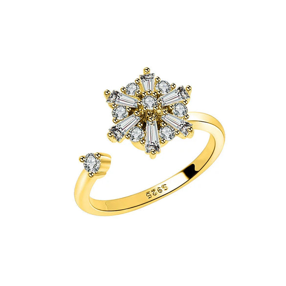 S925 Sterling Silver Rotating Anxiety Relief Ring For Women Adjustable Open Band Electroplated Silver Ring