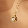 S925 Sterling Silver Round Diamond Pearl Ochain Necklace For Women Geometric Style Electroplated
