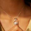 S925 Sterling Silver Round Diamond Pearl Ochain Necklace For Women Geometric Style Electroplated