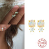 S925 Sterling Silver Round Geometric Earrings Set With Precious Stones Real Gold Plated