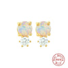 S925 Sterling Silver Round Geometric Earrings Set With Precious Stones Real Gold Plated