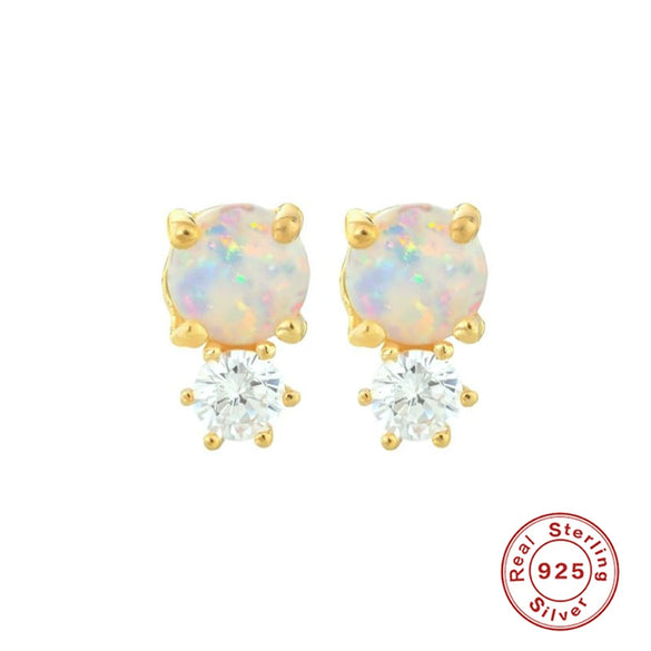 S925 Sterling Silver Round Geometric Earrings Set With Precious Stones Real Gold Plated