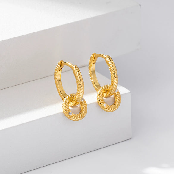 S925 Sterling Silver Round Geometric Microinlaid Zircon Earrings For Women