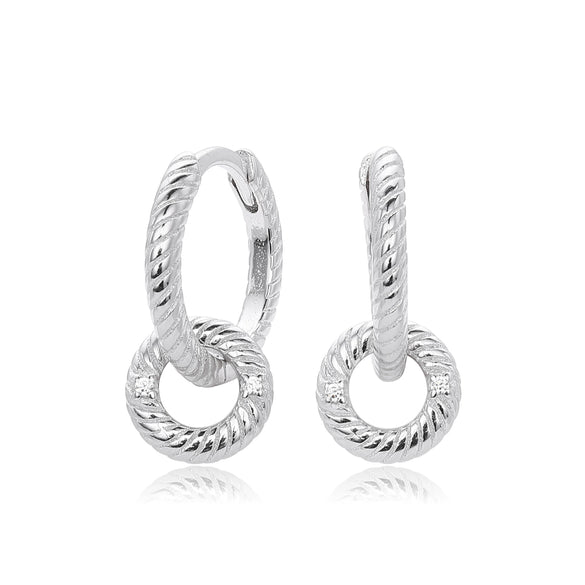 S925 Sterling Silver Round Geometric Microinlaid Zircon Earrings For Women