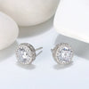 S925 Sterling Silver Round Geometric Zircon Earrings Simple Electroplated Stud Earrings For Women