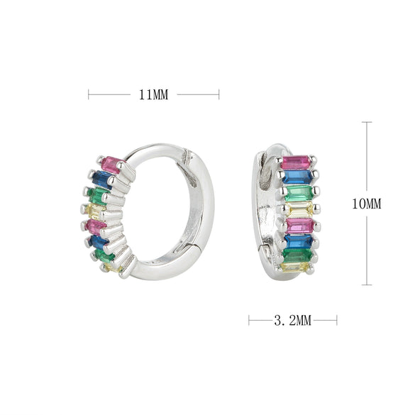 S925 Sterling Silver Round Geometry Light Luxury Zircon Earrings Electroplated