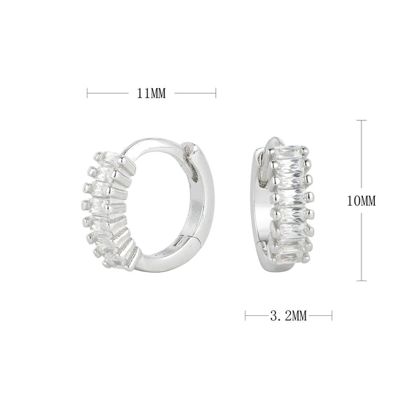 S925 Sterling Silver Round Geometry Light Luxury Zircon Earrings Electroplated