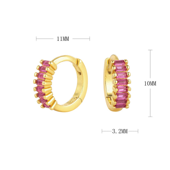 S925 Sterling Silver Round Geometry Light Luxury Zircon Earrings Electroplated
