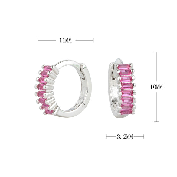 S925 Sterling Silver Round Geometry Light Luxury Zircon Earrings Electroplated