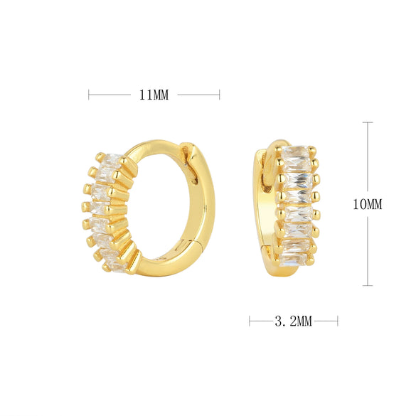 S925 Sterling Silver Round Geometry Light Luxury Zircon Earrings Electroplated
