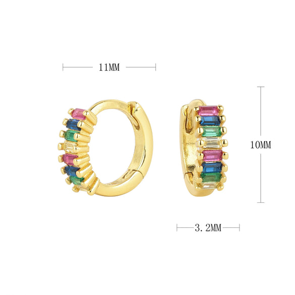 S925 Sterling Silver Round Geometry Light Luxury Zircon Earrings Electroplated