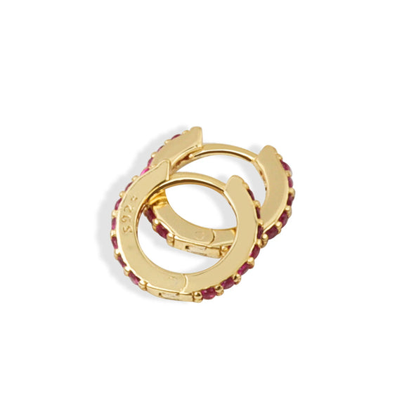 S925 Sterling Silver Round Micro Pave Color Zircon Geometric Stud Earrings For Women