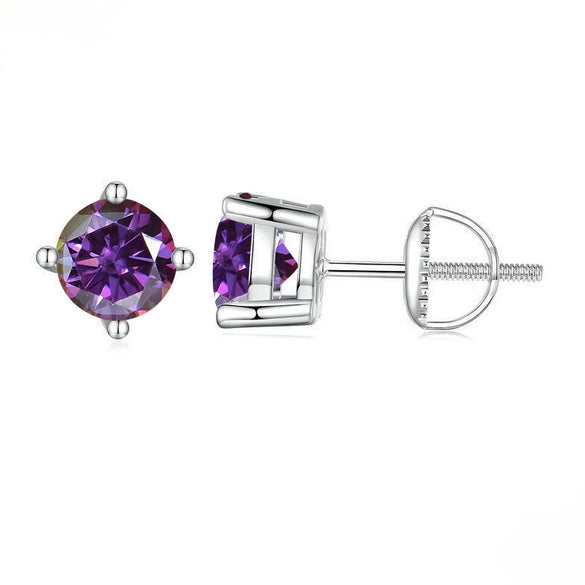 S925 Sterling Silver Round Moissanite Diamond Design Classic Women's Earrings