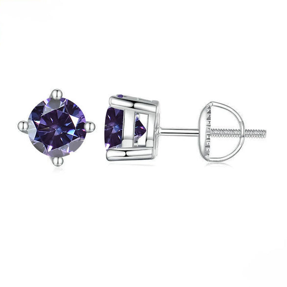 S925 Sterling Silver Round Moissanite Diamond Design Classic Women's Earrings
