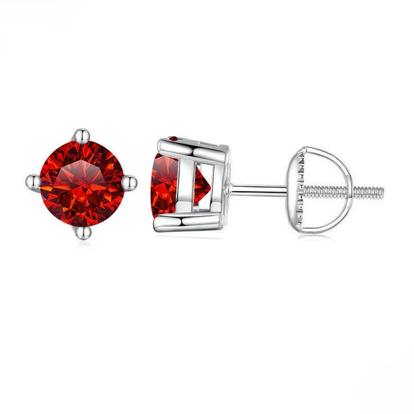 S925 Sterling Silver Round Moissanite Diamond Design Classic Women's Earrings