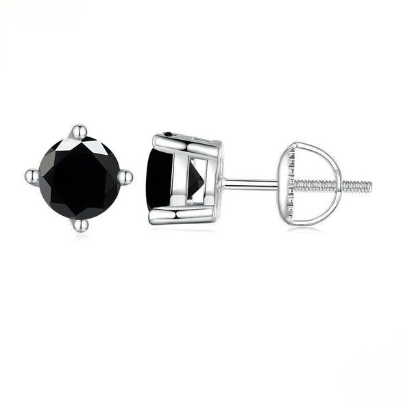 S925 Sterling Silver Round Moissanite Diamond Design Classic Women's Earrings
