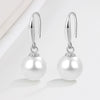 S925 Sterling Silver Round Pearl Geometric Earrings For Women With Electroplated Finish Fine Ear Jewelry