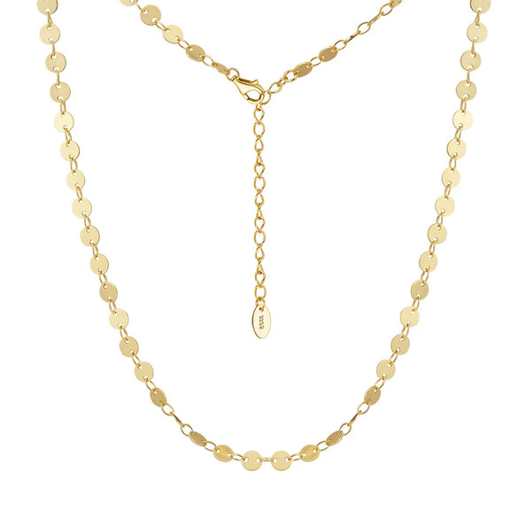 S925 Sterling Silver Round Sequins Clavicle Chain Necklace Electroplated Sexy Niche Simple Adjustable