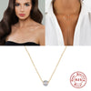 S925 Sterling Silver Round Single Diamond Floating Clavicle Chain With Electroplating Geometric Pattern Little Fresh Style