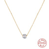 S925 Sterling Silver Round Single Diamond Floating Clavicle Chain With Electroplating Geometric Pattern Little Fresh Style