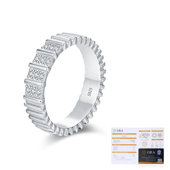S925 Sterling Silver Row Diamond Ring With Design Sense For Women Electroplated Mosan Diamond Inlay Ins Neutral Wind Stacked Style