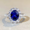 S925 Sterling Silver Sapphire Ring Female Pigeon Egg Geometric Light Luxury Electroplated
