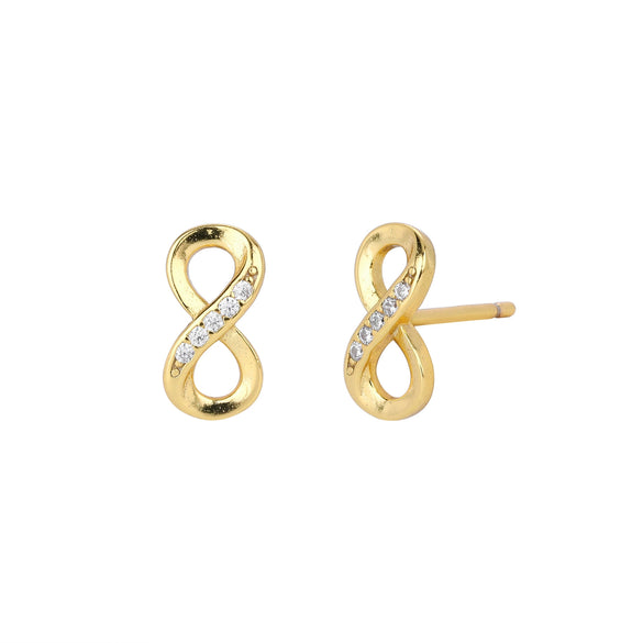 S925 Sterling Silver 8Shaped Inlaid Zircon Simple Style Women's Earrings