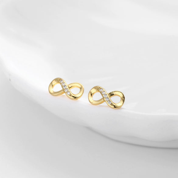S925 Sterling Silver 8Shaped Inlaid Zircon Simple Style Women's Earrings