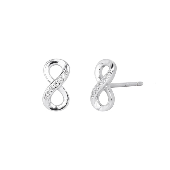 S925 Sterling Silver 8Shaped Inlaid Zircon Simple Style Women's Earrings