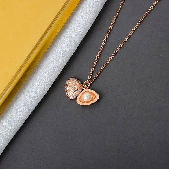 S925 Sterling Silver Shell Pearl Necklace With Electroplated Animal Zodiac Pendant Cross Chain Collarbone Jewelry For Women