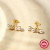 S925 Sterling Silver Simple All Match Pearl Diamond Women's Earrings In Horizontal Curved Smile Shape With Zirconia Design