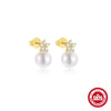 S925 Sterling Silver Simple All Match Pearl Diamond Women's Earrings In Horizontal Curved Smile Shape With Zirconia Design