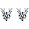 S925 Sterling Silver Simple Elk Animal Earrings With White Stone Inlay Light Luxury Fashion Jewelry For Women