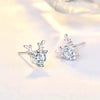 S925 Sterling Silver Simple Elk Animal Earrings With White Stone Inlay Light Luxury Fashion Jewelry For Women