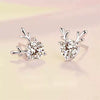 S925 Sterling Silver Simple Elk Animal Earrings With White Stone Inlay Light Luxury Fashion Jewelry For Women