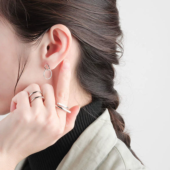 S925 Sterling Silver Simple Geometric Round Earrings For Women Electroplated Minimalist Jewelry