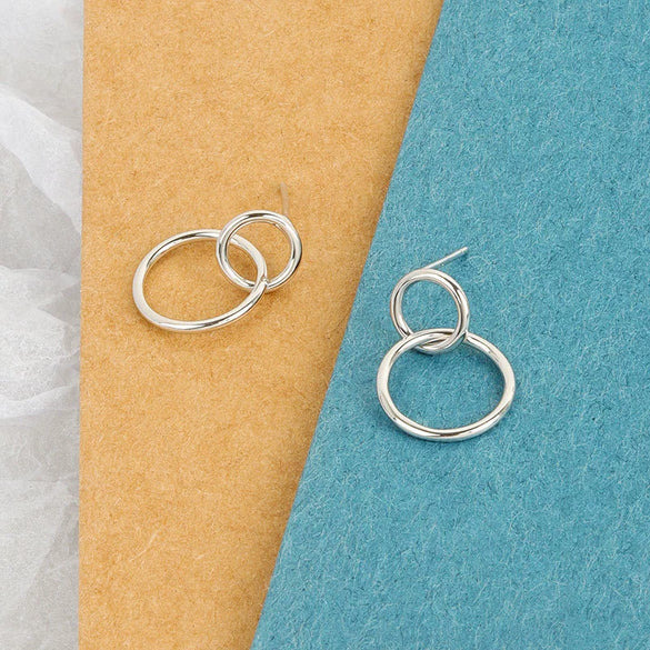 S925 Sterling Silver Simple Geometric Round Earrings For Women Electroplated Minimalist Jewelry