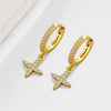 S925 Sterling Silver Simple Inlaid Zircon Cross Earrings Elegant Personality Temperament Earrings For Women