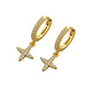 S925 Sterling Silver Simple Inlaid Zircon Cross Earrings Elegant Personality Temperament Earrings For Women