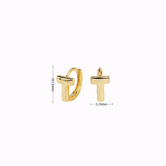 S925 Sterling Silver Simple Letter Tshaped Electroplated Women's Earrings