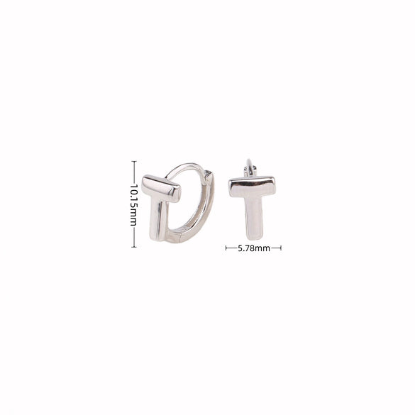 S925 Sterling Silver Simple Letter Tshaped Electroplated Women's Earrings