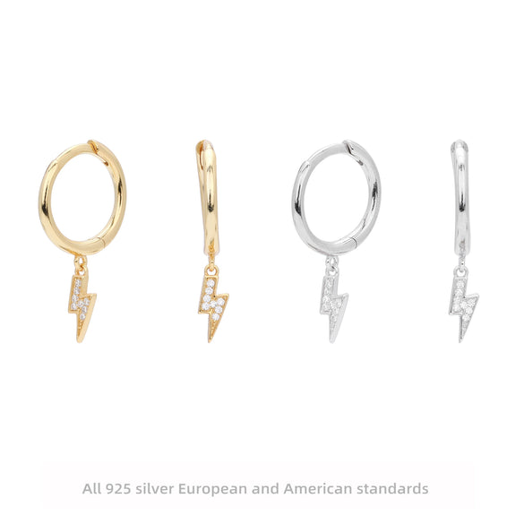 S925 Sterling Silver Simple Natural Lightning Zircon Earrings Unisex