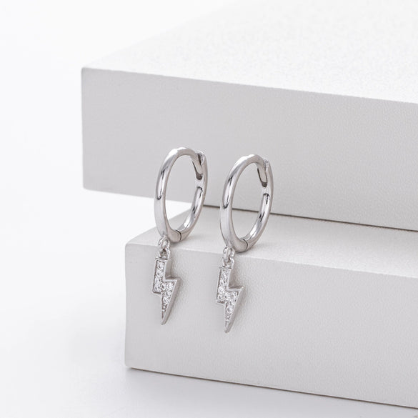 S925 Sterling Silver Simple Natural Lightning Zircon Earrings Unisex